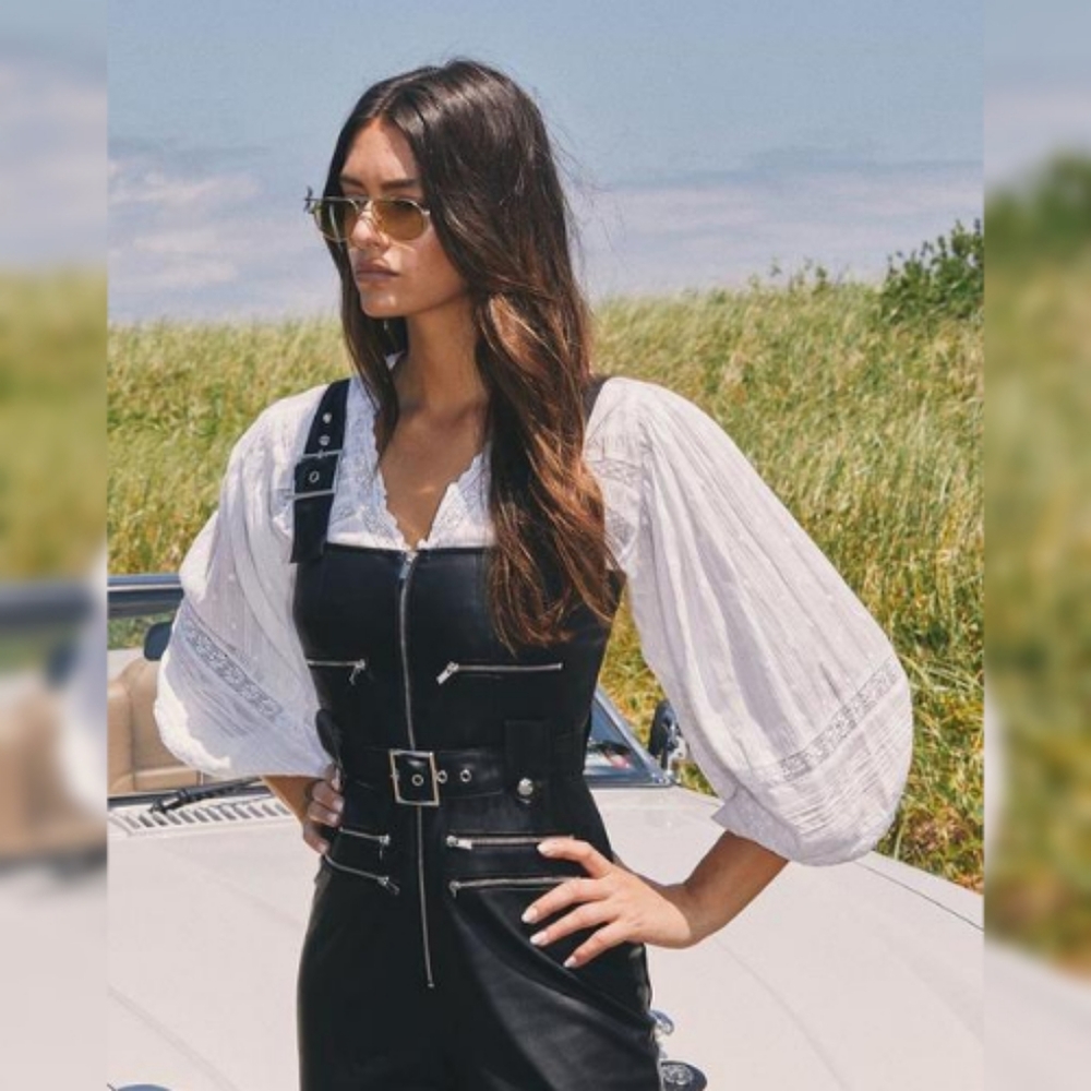 WeWoreWhat Moto Vegan Leather Overalls XS - Picture 6 of 16